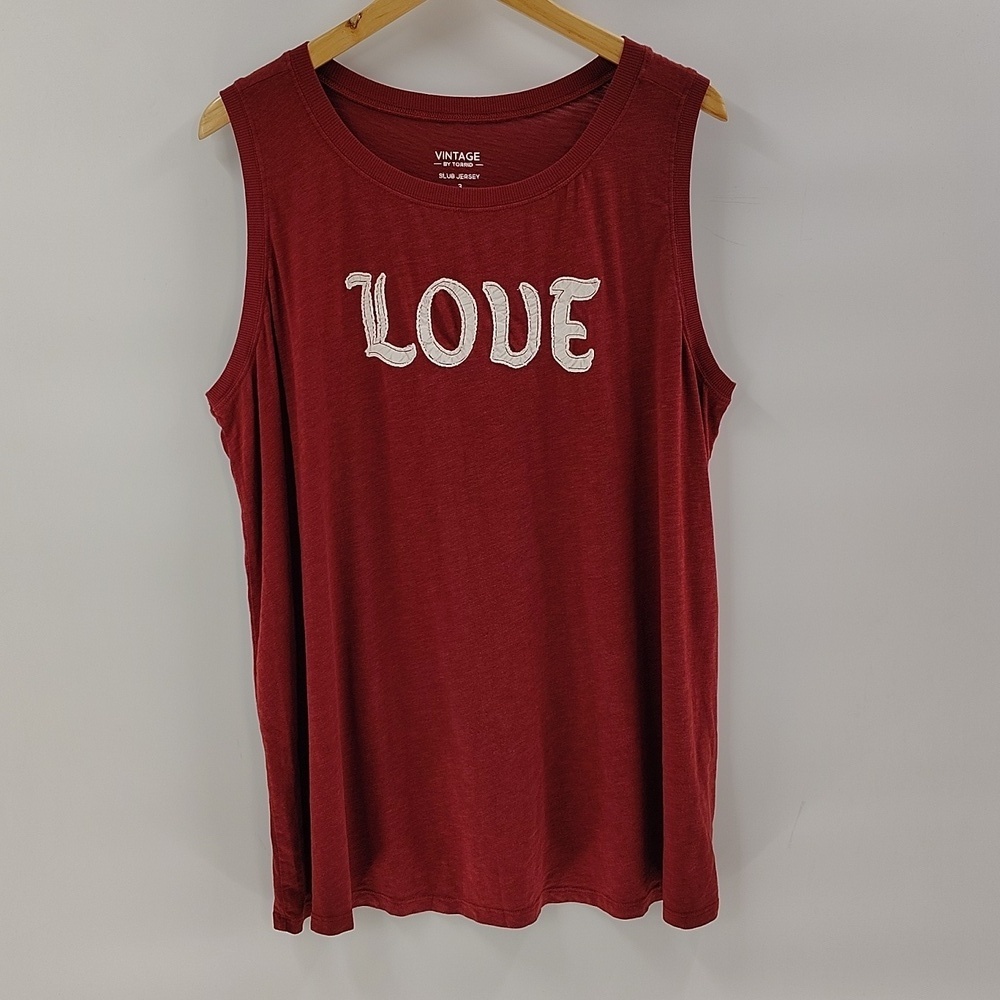 Torrid Slub Jersey Love Tank Top Size 3X Maroon Applique Letters